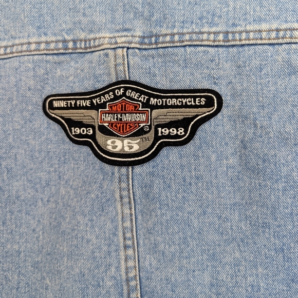 Vintage Harley Davidson Patched Denim 100% Cotton Vest Women's XL (medium) Biker - Picture 5 of 8